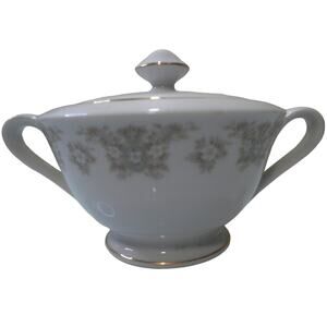 Happy Home (Made in Japan 1980-90's) Fine China Sugar Bowl w/ Lid, Simplicity